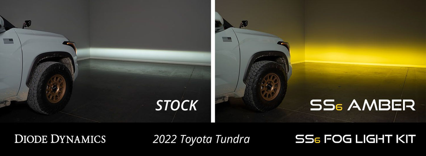SS6 LED Fog Light Kit for 2022-2025 Toyota Tundra - Amber SAE Fog