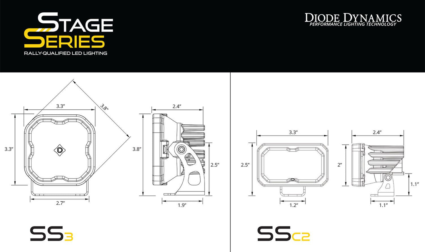 Stage Series Backlit Ditch Light Kit for 2021-2025 Ford F-150, SS3 Sport White Combo Diode Dynamics