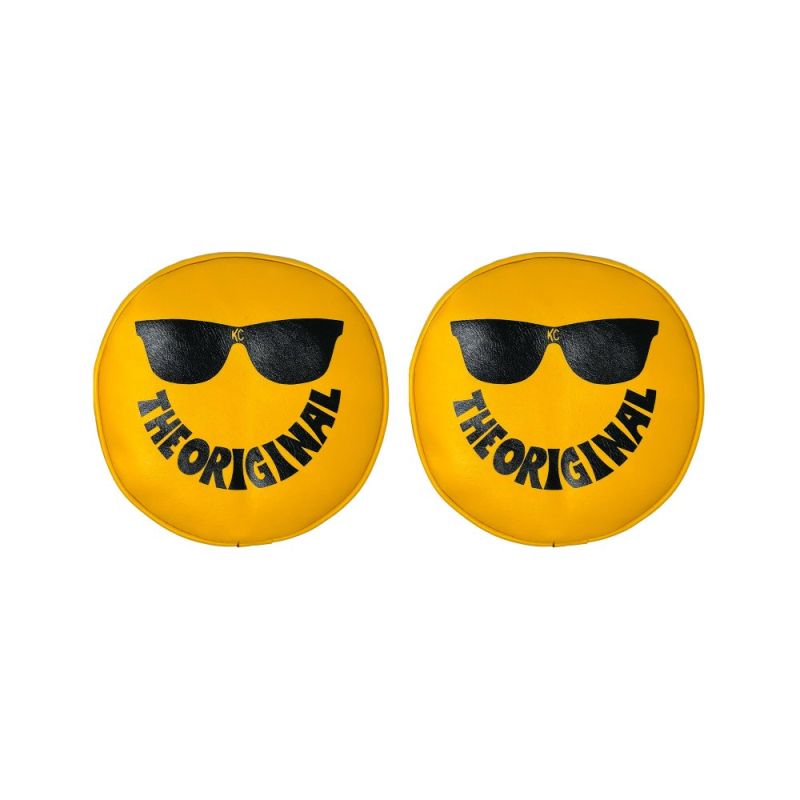 KC HiLiTES Retro 6" Vinyl Yellow w/ "THE ORIGINAL" Smiley Sunglasses (pr)