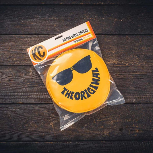 KC HiLiTES Retro 6" Vinyl Yellow w/ "THE ORIGINAL" Smiley Sunglasses (pr)