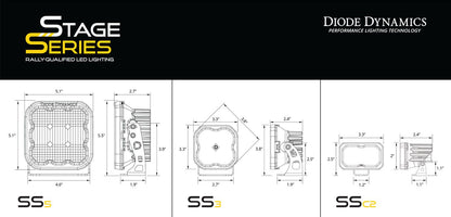 Stage Series Ditch Light Kit for 2022 Toyota Tundra C2 Sport Diode Dymanics White Combo Diode Dymanics