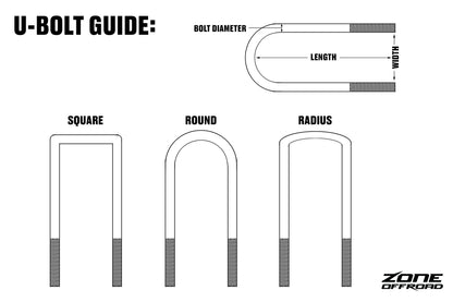 Automotive Axle U-Bolt - Round 2-3/4" / 5-1/2" / 1/2" 2-3/4" / 5-1/2" / 1/2"